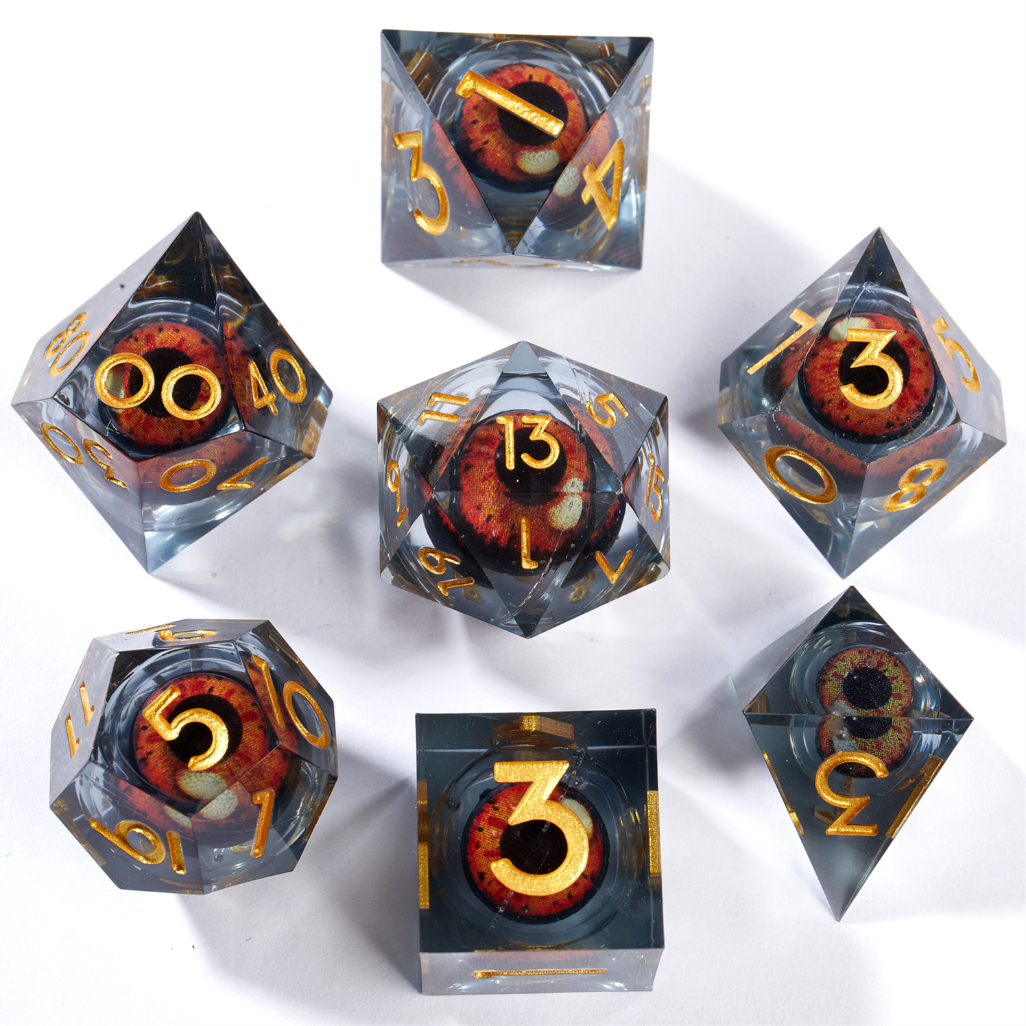 RPG骰子套装 树脂龙眼骰子角色扮演 多面骰子龙与地下城